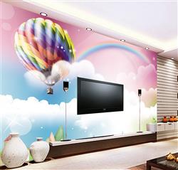 تصویر 4 از گالری عکس طرح پوستر کاغذ دیواری سه بعدی کودکانه کارتونی زیبا دکوراسیون اتاق و نقاشی رنگین کمان و بالن