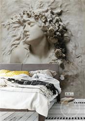 تصویر 5 از گالری عکس طرح پوستر کاغذ دیواری سه بعدی نقش برجسته زیبا از فرشته با تاج گل در قالب نقاشی دیواری و مجسمه سازی