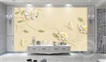 تصویر 3 از گالری عکس کاغذ دیواری سه بعدی طرح زیبای گل برجسته و پروانه پس زمینه کرم رنگ