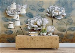 تصویر 4 از گالری عکس کاغذ دیواری سه بعدی طرح قدیمی انتزاعی الگوی گل اروپایی رنگ روغن دیوار