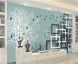 تصویر 3 از گالری عکس پوستر دیواری سه بعدی مربع ها و درخت های زیبا