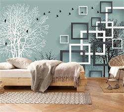 تصویر 5 از گالری عکس پوستر دیواری سه بعدی مربع ها و درخت های زیبا