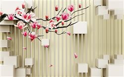 تصویر 1 از گالری عکس پوستر دیواری سه بعدی درخت و مربع عای سه بعدی