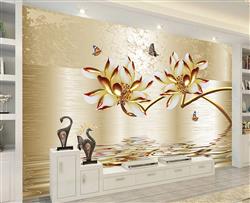 تصویر 3 از گالری عکس پوستر دیواری سه بعدی گل های هلندی طلایی