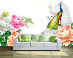تصویر 3 از گالری عکس پوستر دیواری سه بعدی گل و طاووس