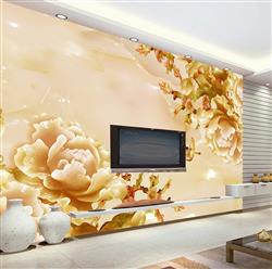 تصویر 2 از گالری عکس پوستر دیواری سه بعدی گل های هلندی طلایی