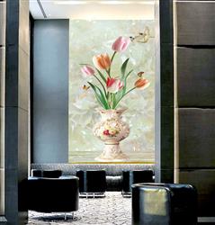 تصویر 2 از گالری عکس پوستر دیواری سه بعدی گل های رنگی در گلدان
