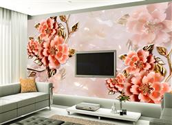 تصویر 5 از گالری عکس پوستر دیواری سه بعدی گل های هلندی  صورتی