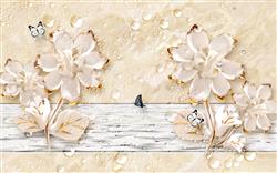 تصویر 1 از گالری عکس پوستر دیواری سه بعدی گل های هلندی طلایی
