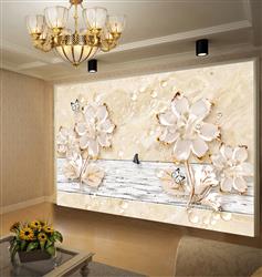 تصویر 4 از گالری عکس پوستر دیواری سه بعدی گل های هلندی طلایی