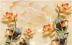 تصویر 1 از گالری عکس پوستر دیواری سه بعدی گل های کرم و قرمز