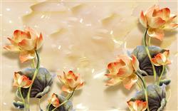 تصویر 2 از گالری عکس پوستر دیواری سه بعدی گل های کرم و قرمز