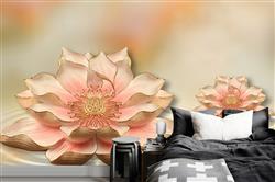 تصویر 4 از گالری عکس پوستر دیواری سه بعدی گل های اکلیلی صورتی و بژ