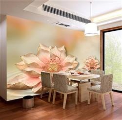 تصویر 6 از گالری عکس پوستر دیواری سه بعدی گل های اکلیلی صورتی و بژ