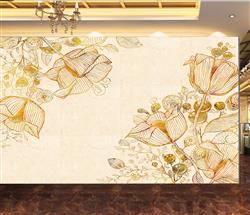 تصویر 3 از گالری عکس پوستر دیواری سه بعدی نقاشی گل های بژ