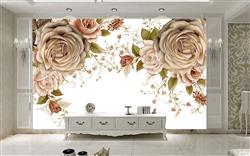 تصویر 2 از گالری عکس پوستر دیواری سه بعدی گل های صورتی و خاکستری