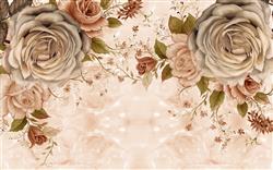 تصویر 1 از گالری عکس پوستر دیواری سه بعدی نقاشی گل ها با تم خاکستری