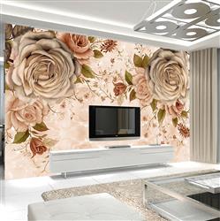 تصویر 4 از گالری عکس پوستر دیواری سه بعدی نقاشی گل ها با تم خاکستری