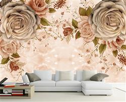 تصویر 5 از گالری عکس پوستر دیواری سه بعدی نقاشی گل ها با تم خاکستری