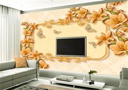 تصویر 4 از گالری عکس پوستر دیواری سه بعدی قاب گل زرد و نارنجی