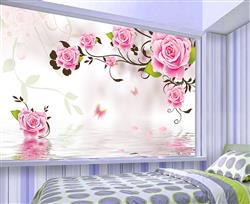 تصویر 5 از گالری عکس پوستر دیواری سه بعدی گل های هلندی صورتی و اب