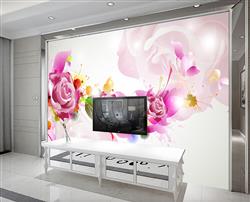 تصویر 6 از گالری عکس پوستر دیواری سه بعدی گل های صورتی و برگ های رنگارنگ