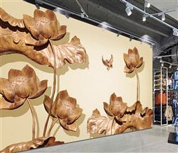 تصویر 2 از گالری عکس پوستر دیواری سه بعدی گل های هلندی طرح چوب