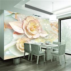 تصویر 6 از گالری عکس پوستر دیواری سه بعدی گله های هلندی صورتی و طلایی