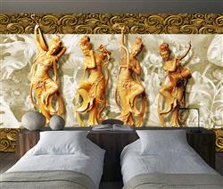 تصویر 3 از گالری عکس پوستر دیواری سه بعدی 4 مجسمه طلایی