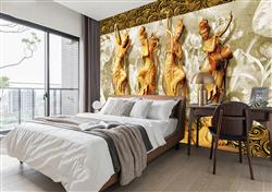 تصویر 5 از گالری عکس پوستر دیواری سه بعدی 4 مجسمه طلایی