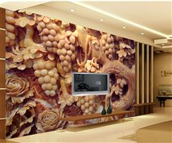 تصویر 2 از گالری عکس پوستر دیواری سه بعدی درخت انگور طرح چوب