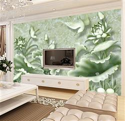 تصویر 3 از گالری عکس پوستر دیواری سه بعدی گل ها و برگ های سبز