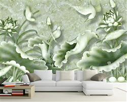 تصویر 5 از گالری عکس پوستر دیواری سه بعدی گل ها و برگ های سبز