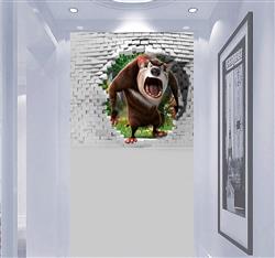 تصویر 4 از گالری عکس پوستر دیواری سه بعدی کارتونی وحشی تاسمانی در دیوار شکسته