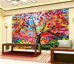 تصویر 2 از گالری عکس درخت رنگارنگ پاییزی نقاشی انتزاعی