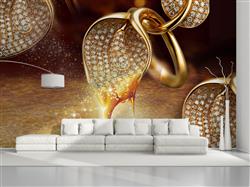 تصویر 3 از گالری عکس پوستر دیواری سه بعدی برگ های ذوب شده طلایی