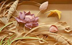 تصویر 1 از گالری عکس پوستر دیواری سه بعدی حکاکی گل های صورتی و بژ