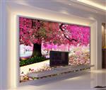 تصویر 3 از گالری عکس پوستر دیواری سه بعدی پیاده رو با درخت و شکوفه های بنفش