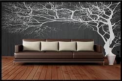 تصویر 2 از گالری عکس پوستر دیواری سه بعدی درخت سفید پس زمینه مشکی