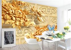 تصویر 4 از گالری عکس پوستر دیواری سه بعدی گل های هلندی طلایی