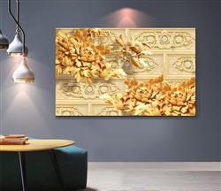 تصویر 6 از گالری عکس پوستر دیواری سه بعدی گل های هلندی طلایی