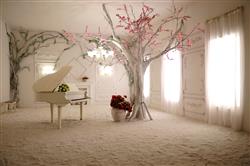 تصویر 1 از گالری عکس پوستر دیواری سه بعدی اتاق با شکوفه ها و پیانو