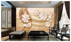 تصویر 2 از گالری عکس پوستر دیواری سه بعدی گل های هلندی سفید و بژ