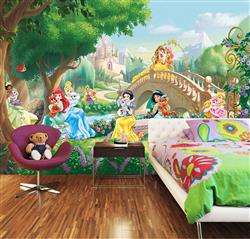 تصویر 2 از گالری عکس پوستر دیواری سه بعدی کارتونی شخصیت های دختر دیزنی در جنگل