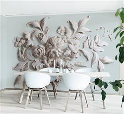 تصویر 2 از گالری عکس پوستر دیواری سه بعدی گل های هلندی گچ بری سفید