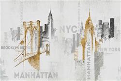 تصویر 1 از گالری عکس پوستر دیواری سه بعدی شهر منهتن طلایی