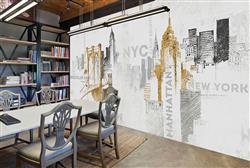 تصویر 2 از گالری عکس پوستر دیواری سه بعدی شهر منهتن طلایی