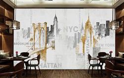تصویر 3 از گالری عکس پوستر دیواری سه بعدی شهر منهتن طلایی
