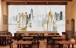 تصویر 5 از گالری عکس پوستر دیواری سه بعدی شهر منهتن طلایی