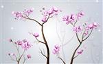 تصویر 1 از گالری عکس پوستر دیواری سه بعدی درخت با شکوفه های صورتی